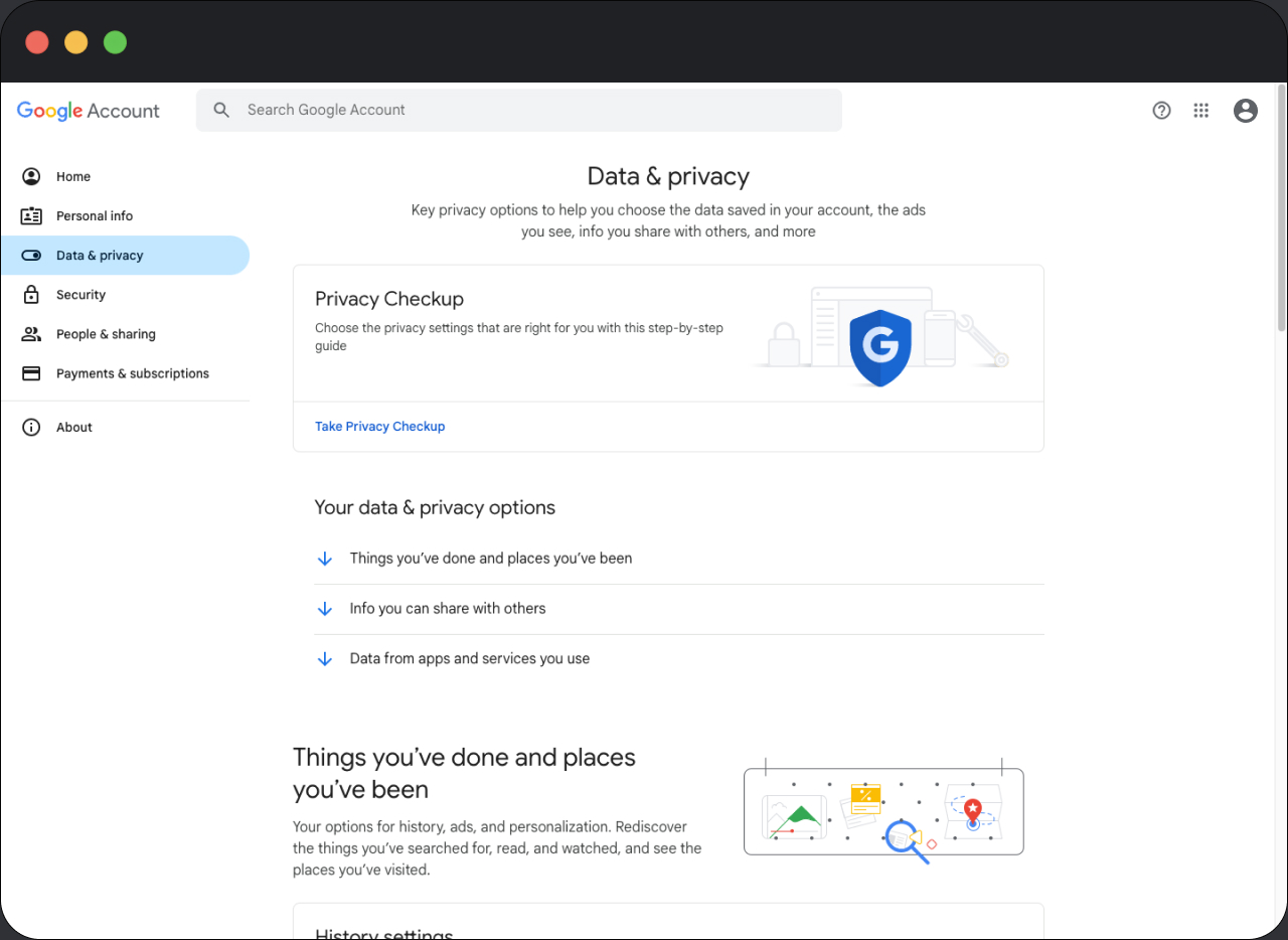 Image showing how to delete Google history, step 2