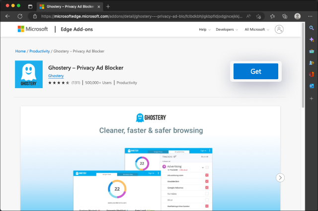 Microsoft Edge addons open with 